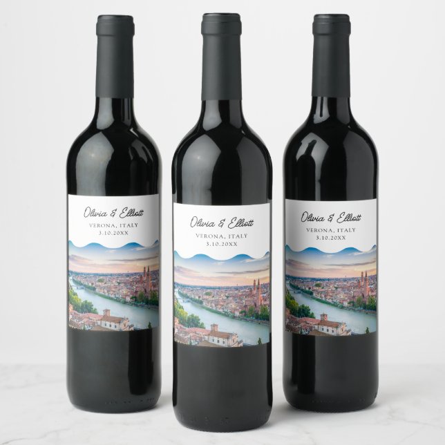 Verona Wedding Favor Personalized Wine Label (Bottles)