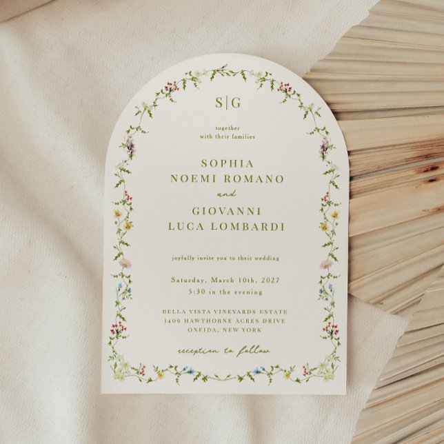 VERONA Wildflower Arch Frame Wedding Invitation (Creator Uploaded)