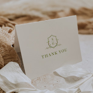VERONA Wildflower Crest Wedding Photo Letterpress Thank You Card