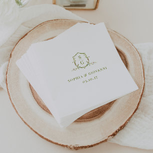 VERONA Wildflower Monogram Crest Wedding Napkins