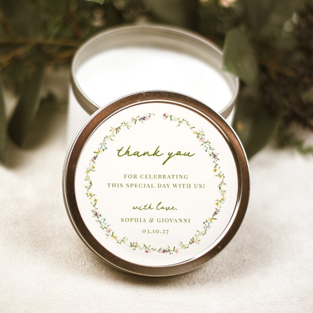 VERONA Wildflower Wreath Wedding Classic Round Sticker (Creator Uploaded)