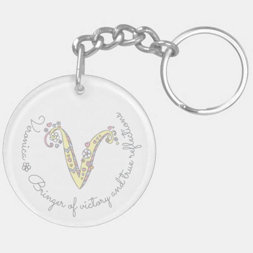 Veronica monogram V name and meaning keyring