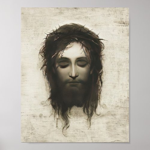 Veronica Veil Shroud Jesus Face Crown of Thorns  Poster