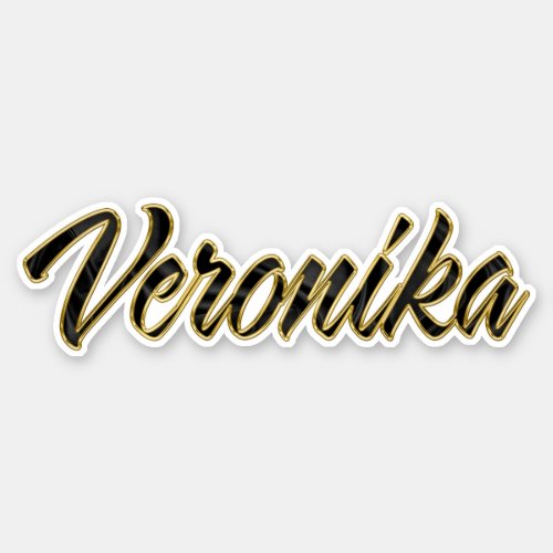 Veronika black gold lettering sticker