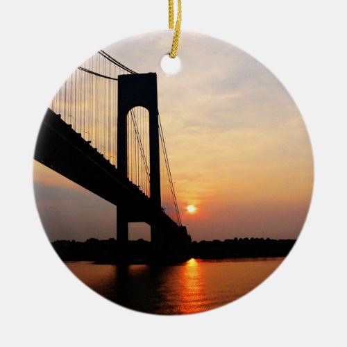 Verrazano Bridge at Dawn Ceramic Ornament