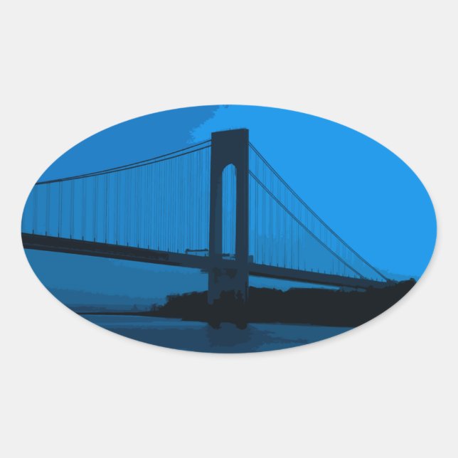Verrazano Bridge in Blue Oval Sticker (Front)