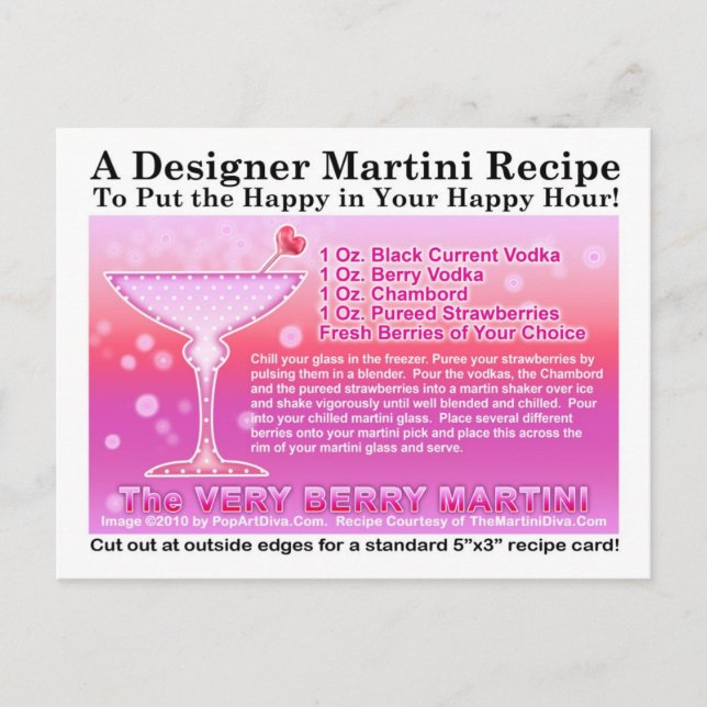 Verry Berry Martini Recipe Postcard (Front)