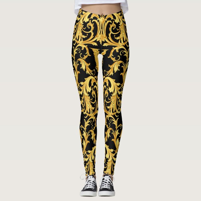 Versace Barocco Collection pattern Leggings (Front)