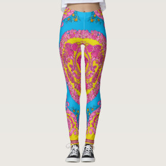Versace colorful pink blue Barocco collection Leggings