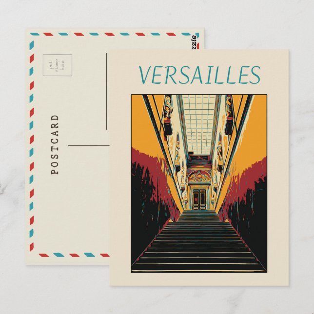 Versailles château illustration France Postcard (Front/Back)