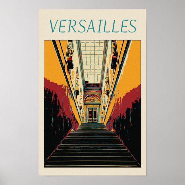 Versailles château illustration France Postcard Poster (Front)