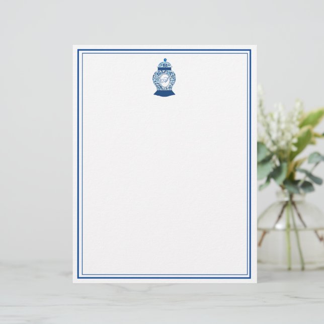 Versailles Chinoiserie Ginger Jar Monogram A Letterhead (Standing Front)