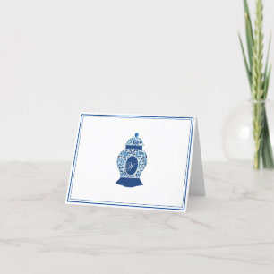 Versailles Chinoiserie Ginger Jar Monogram W Letterpress Thank You Card