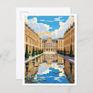 Versailles France Art vintage travel illustration Postcard