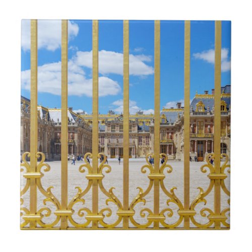 Versailles Palace courtyard through the gate Ceramic Tile