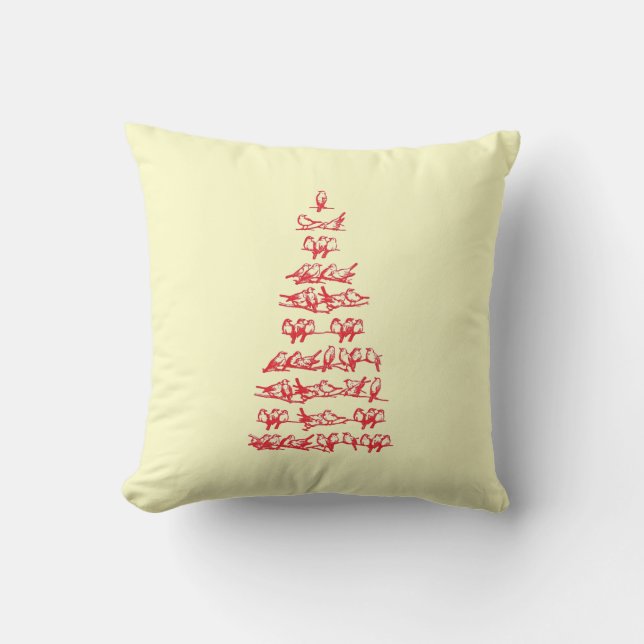 Versatile Christmas Bird Tree Pillow (Front)
