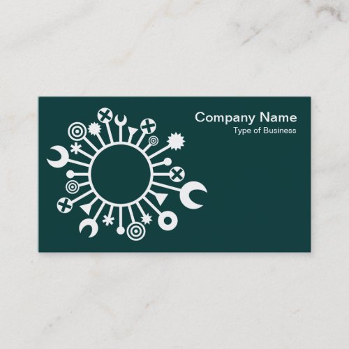 Versatile Circle _ White on Dark Moss Green Business Card