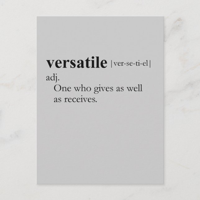 Versatile (definition) postcard (Front)