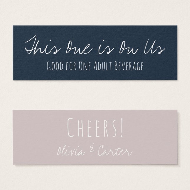 Versatile Drink Tickets in Navy Blue & Mauve (Front & Back)