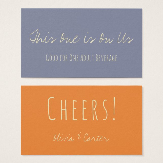 Versatile Drink Tickets in Orange, Steel & Cream (Front & Back)