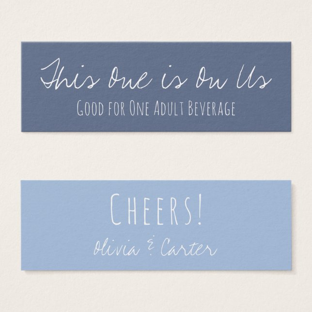 Versatile Drink Tickets in Two-Toned Blues (Front & Back)