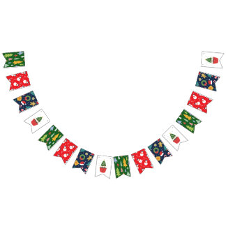 Versatile Four-Design Christmas Party Bunting Bunting Flags
