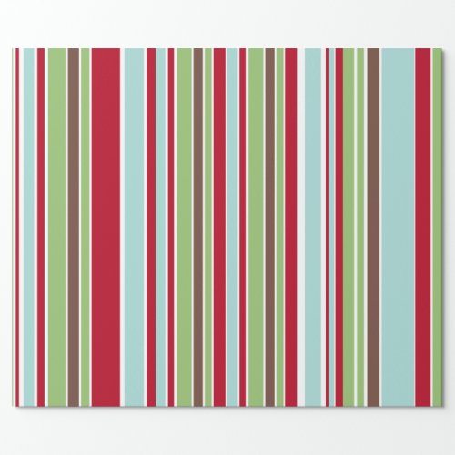 Versatile Holiday Red Green Blue  Brown Stripes Wrapping Paper