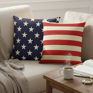 Versatile Patriotism: Stars & Stripes Reversible  Throw Pillow