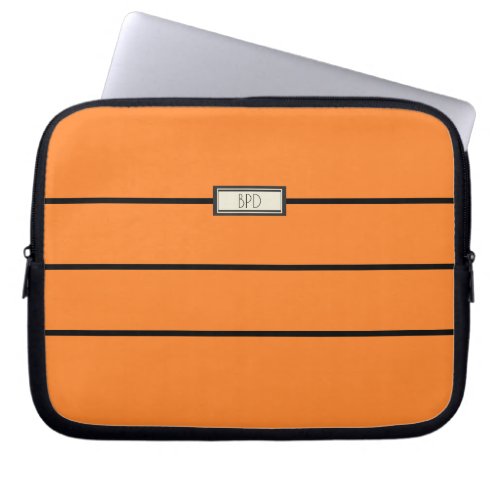 Versatile Stylish Monogrammed Modern Orange Laptop Sleeve