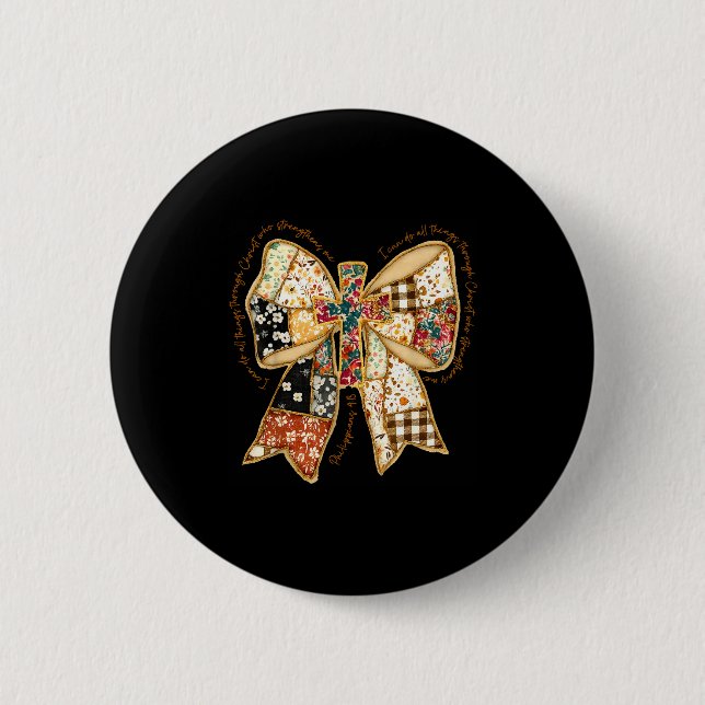 Verse Bible Coquette Christian Jesus Bow Patchwork Button (Front)