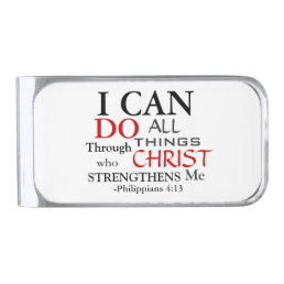 Verse PHILIPPIANS 4:13 Silver Finish Money Clip