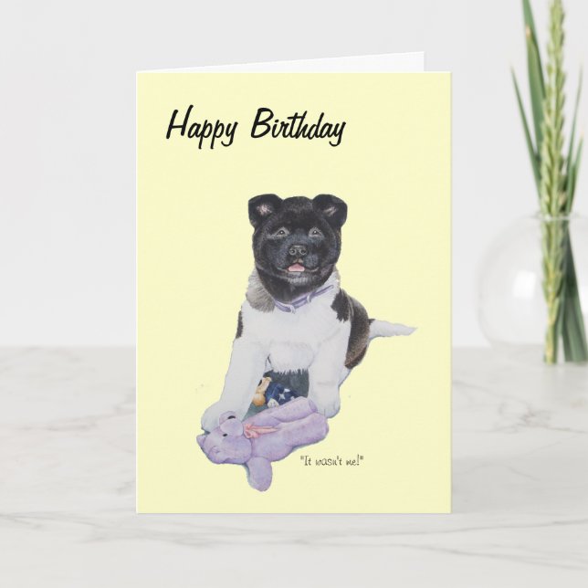 versed cute puppy akita and teddy dog art card (Front)