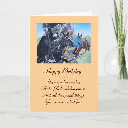 versed medieval knights jousting horses historic card