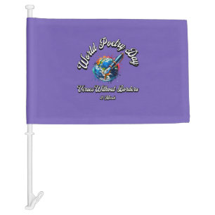 Verses Without Borders. World Poetry Day. Car Flag