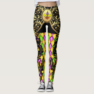 Version 2 Mardi Gras Diamonds Pop Fashion Leggings