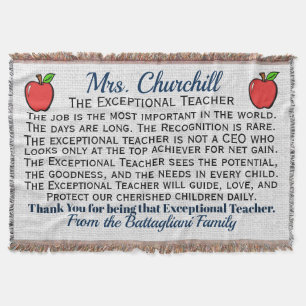 Version 3 EXCEPTIONAL Teacher Thank You Throw Throw Blanket