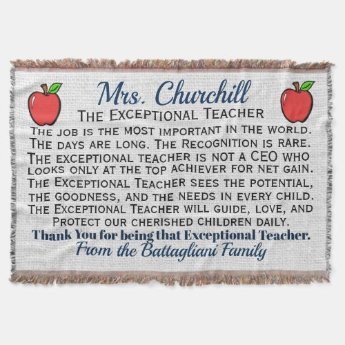 Version 3 EXCEPTIONAL Teacher Thank You Throw