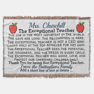 Version 5 EXCEPTIONAL Teacher Thank You Throw Throw Blanket