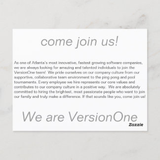 VersionOne hiring Card