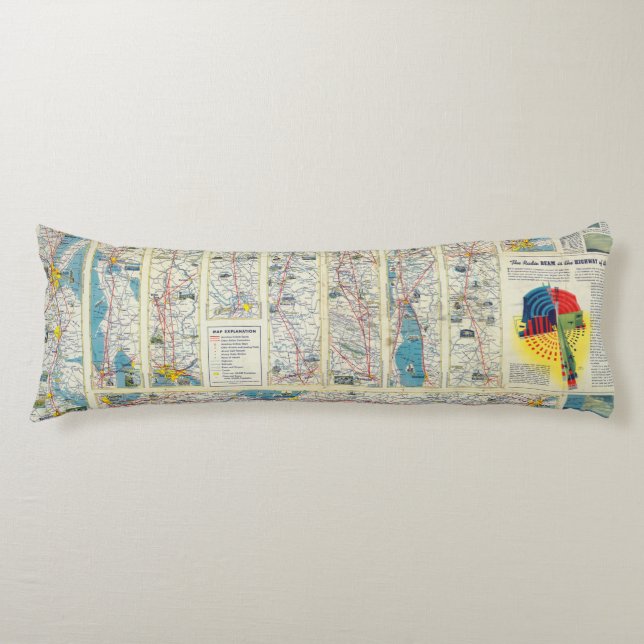 Verso American Airlines system map Body Pillow (Front)