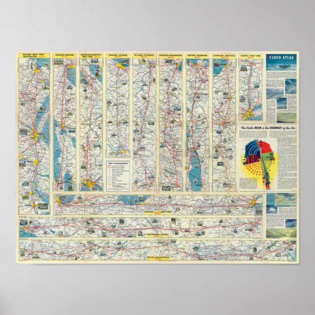 Verso American Airlines system map Poster (Front)
