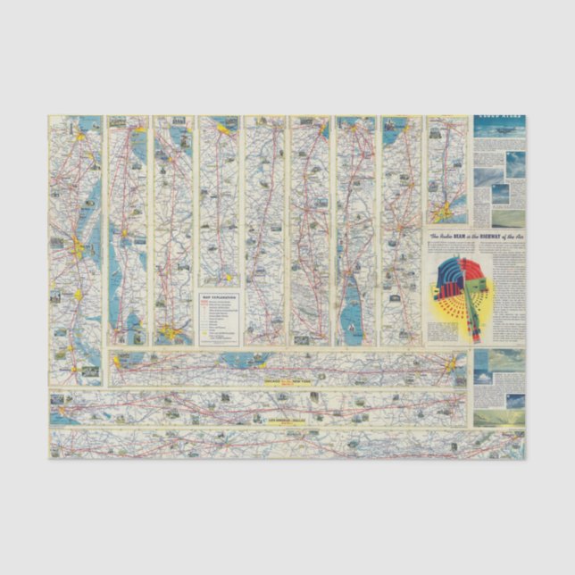 Verso American Airlines system map Tissue Paper (Front)