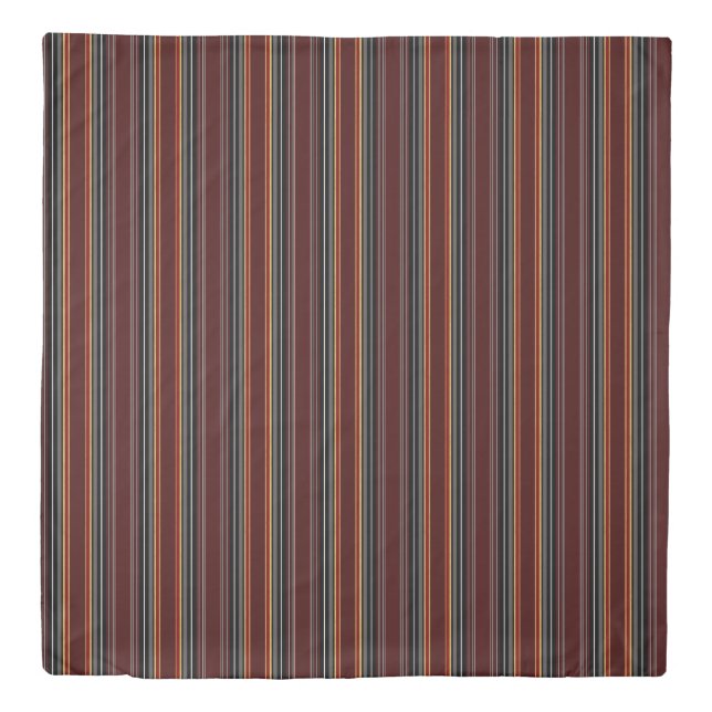 Vert/Stripes Browns Blue Duvet Cover Set (Front)