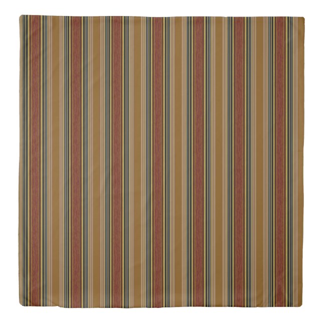 Vert/Stripes Golds Brown Patterned Duvet Cover Set (Front)