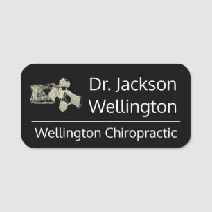 Vertebra Chiropractic Business in Black Name Tag