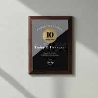 Vertical 10 Year Work anniversary Gold Black 