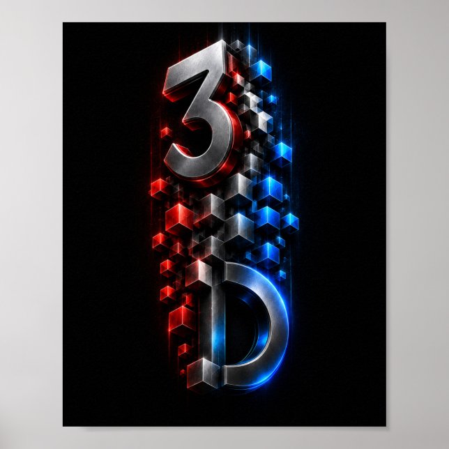 Vertical 3D Fusion | Futuristic Cube Poster Design (Front)