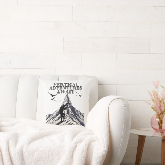 Vertical Adventures Await Throw Pillow (Couch)