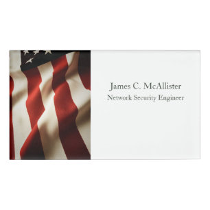 Vertical American flag Name Tag