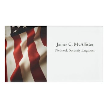Vertical American Flag Name Tag by alicing at Zazzle